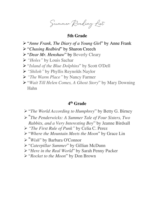 Summer Reading List